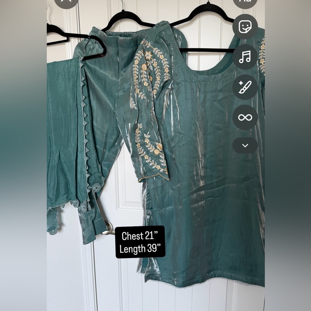 Teal Embroidered Dress